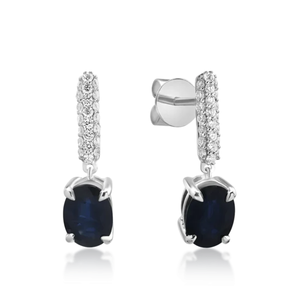 Cercei din aur alb cu safire ovale de 2.019ct si diamante de 0.221ct