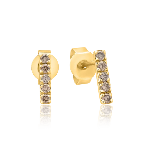 Cercei din aur galben cu diamante maro de 0.2ct