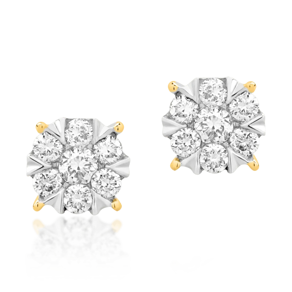 Cercei din aur galben cu diamante de 0.25ct - imagine 2