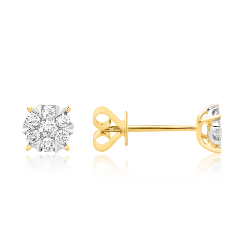 Cercei din aur galben cu diamante de 0.25ct - imagine 3
