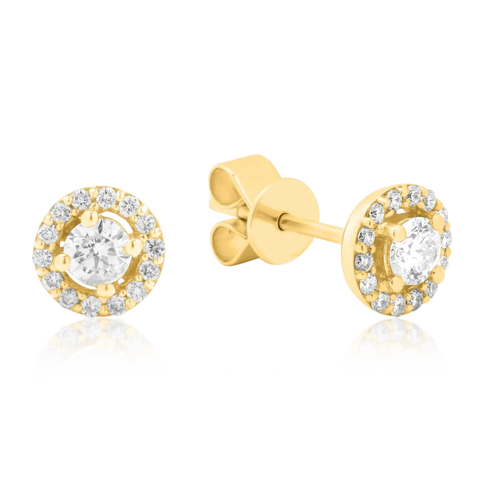 Cercei din aur galben cu diamante de 0.34ct