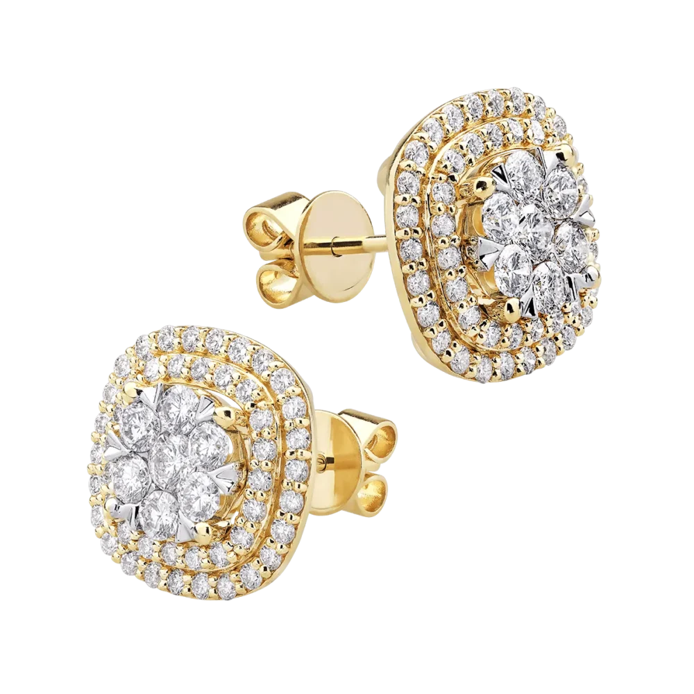 Cercei din aur galben cu diamante de 1.5ct