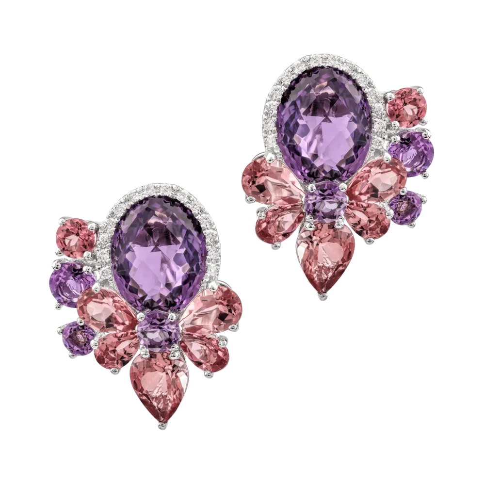 Cercei din aur alb cu pietre pretioase si semipretioase de 10.95ct - imagine 2