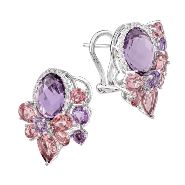 Cercei din aur alb cu pietre pretioase si semipretioase de 10.95ct