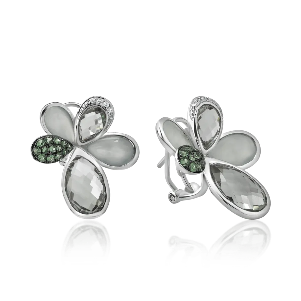 Cercei din aur alb cu pietre pretioase si semipretioase de 14.71ct