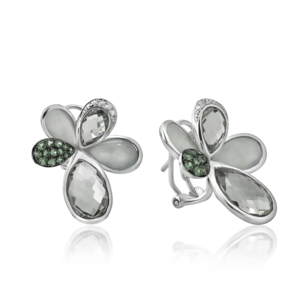 Cercei din aur alb cu pietre pretioase si semipretioase de 14.71ct