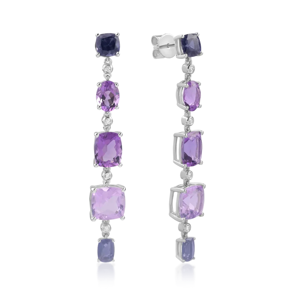 Cercei din aur alb cu pietre pretioase si semipretioase de 14.7ct