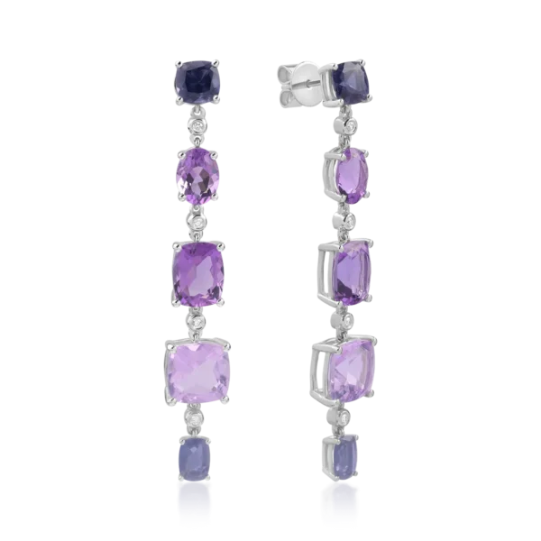 Cercei din aur alb cu pietre pretioase si semipretioase de 14.7ct