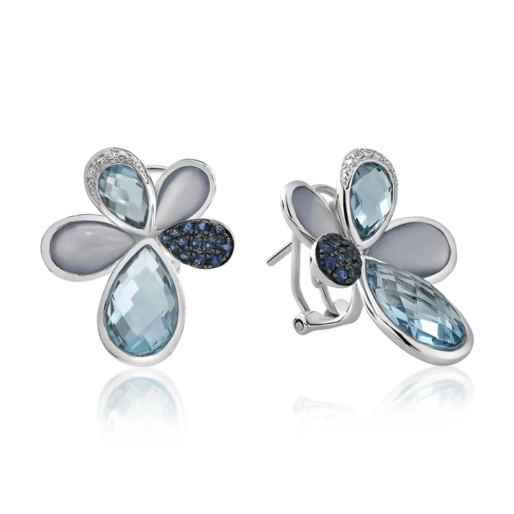 Cercei din aur alb cu pietre pretioase si semipretioase de 16.26ct