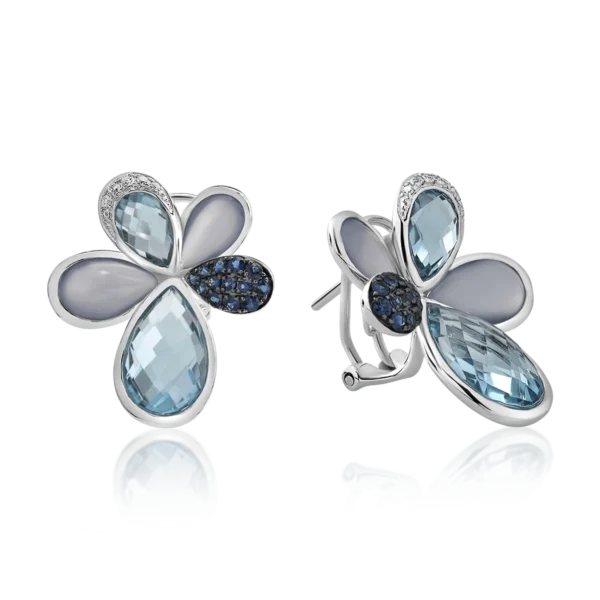 Cercei din aur alb cu pietre pretioase si semipretioase de 16.26ct