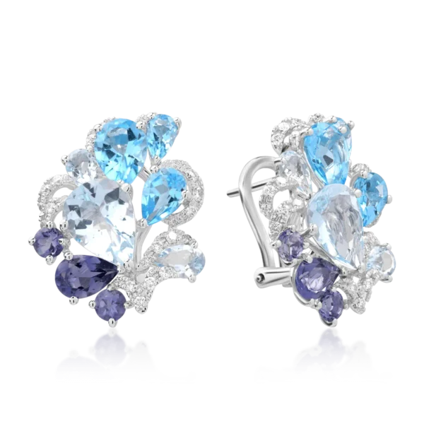 Cercei din aur alb cu pietre pretioase si semipretioase de 8.81ct