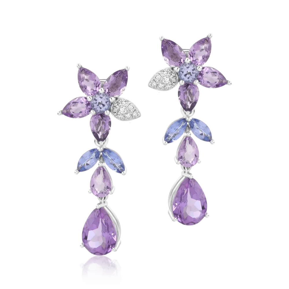 Cercei din aur alb cu pietre pretioase si semipretioase de 9.39ct - imagine 2