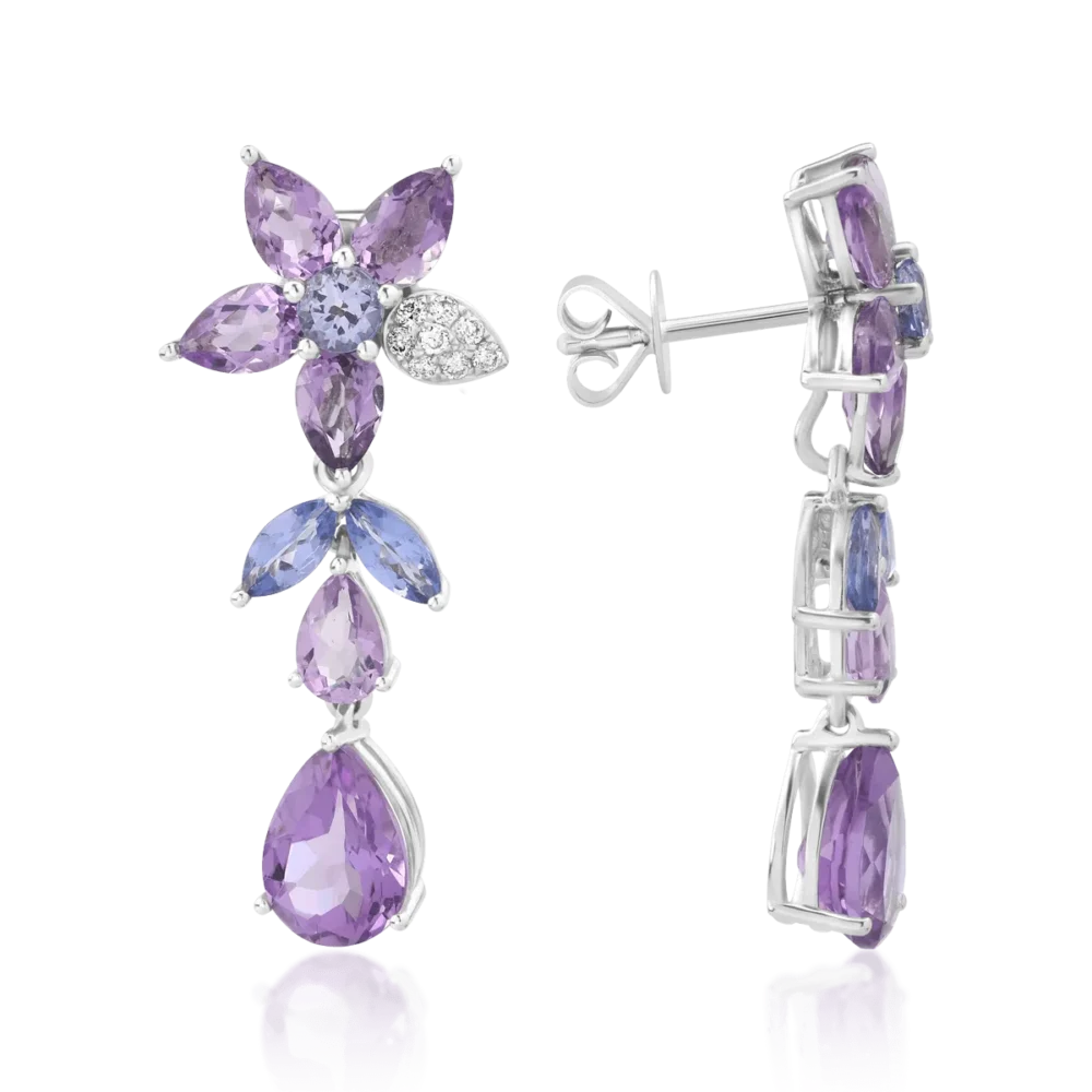 Cercei din aur alb cu pietre pretioase si semipretioase de 9.39ct - imagine 3