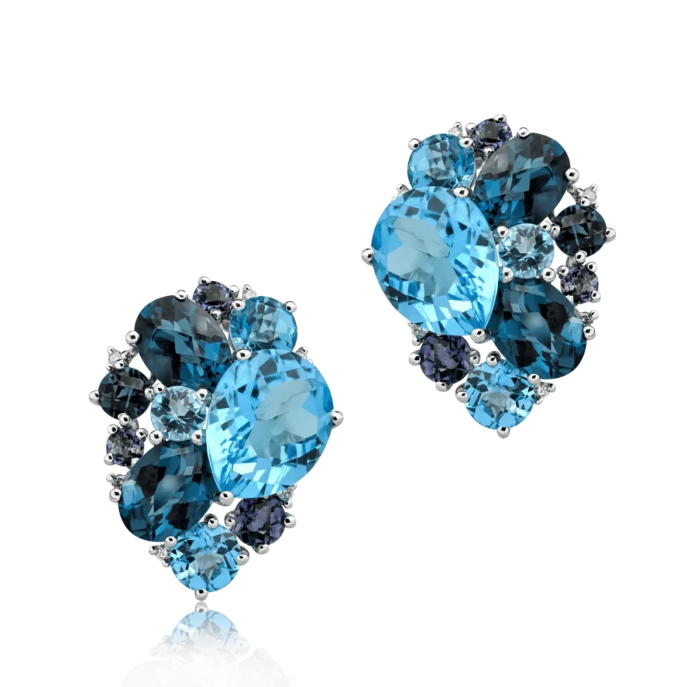 Cercei din aur alb cu pietre pretioase si semipretioase de 9.8ct - imagine 2