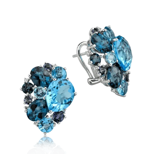 Cercei din aur alb cu pietre pretioase si semipretioase de 9.8ct