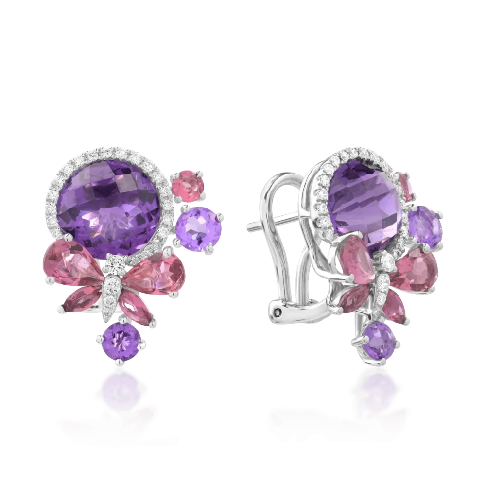 Cercei din aur alb cu pietre semipretioase de 9.4ct