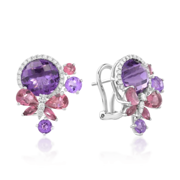 Cercei din aur alb cu pietre semipretioase de 9.4ct