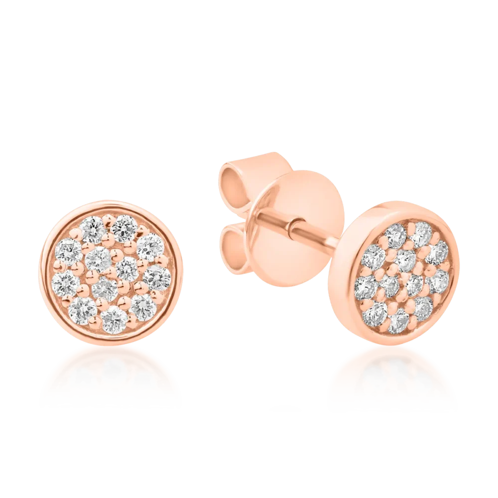 Cercei din aur roz cu diamante de 0.134ct