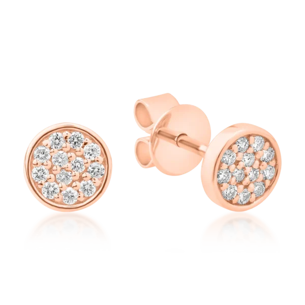 Cercei din aur roz cu diamante de 0.134ct