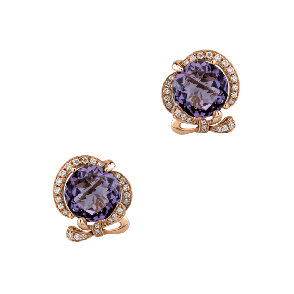 Cercei din aur roz cu ametiste roz de 6.4ct si diamante de 0.3ct - imagine 2