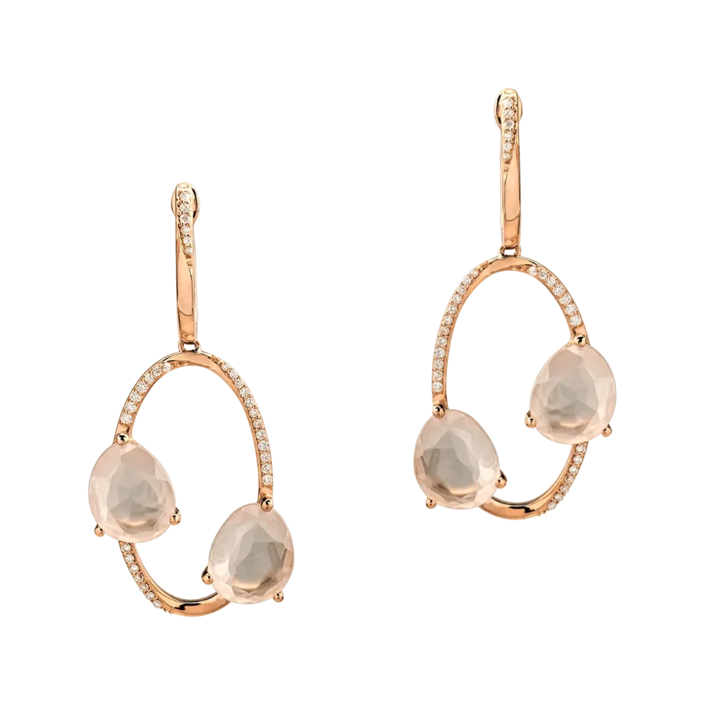 Cercei din aur roz cu quartz roz de 7.655ct si diamante de 0.277ct - imagine 2