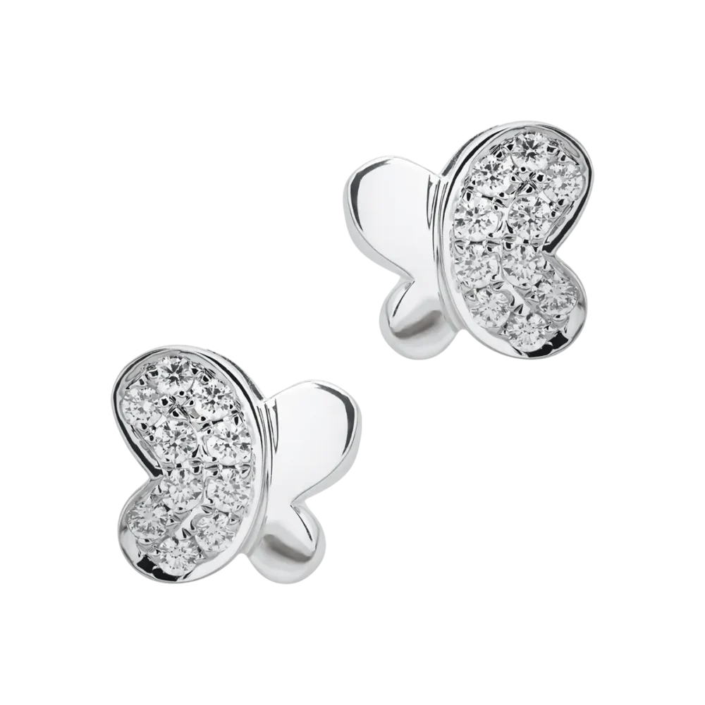 Cercei fluturasi din aur alb cu diamante de 0.26ct - imagine 2