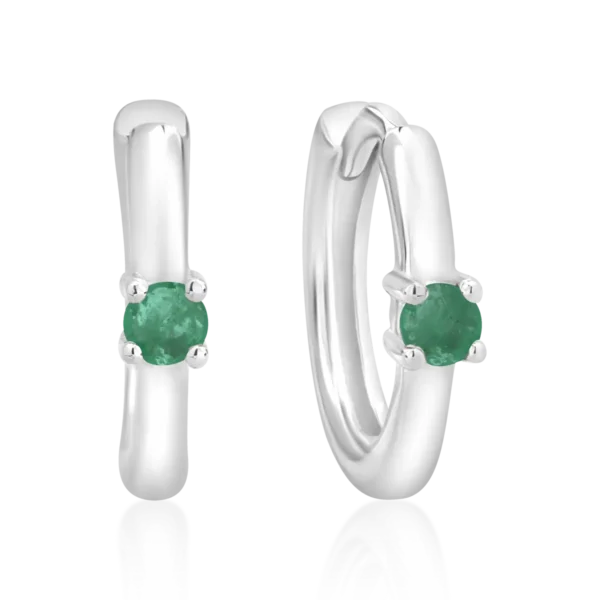 Cercei pentru copii din aur alb cu smaralde de 0.099ct