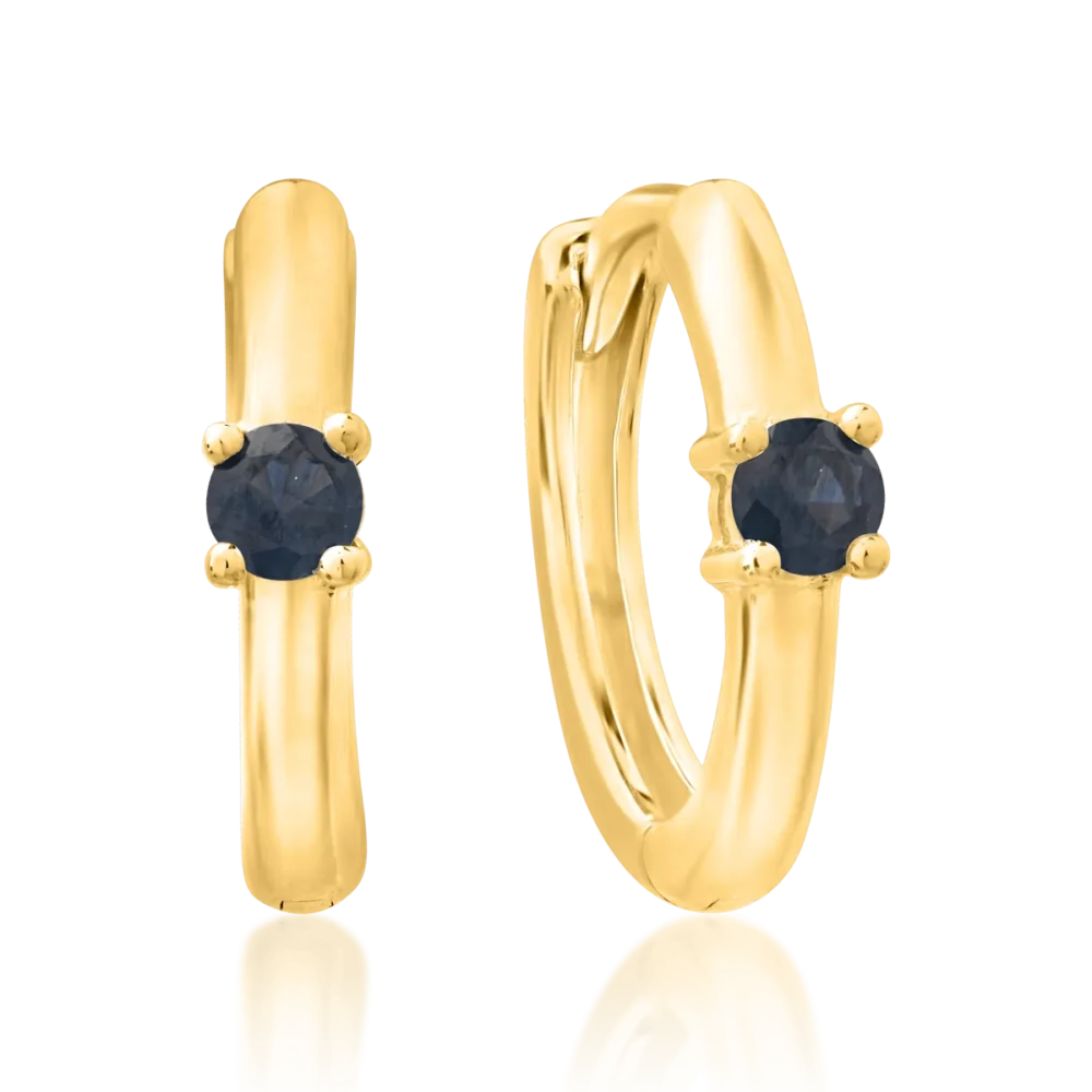 Cercei pentru copii din aur galben cu safire de 0.139ct