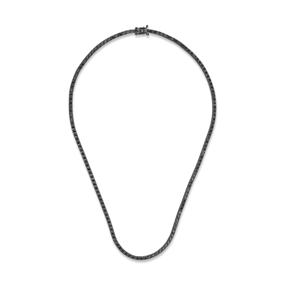 Colier tennis din aur negru cu diamante negre de 3ct