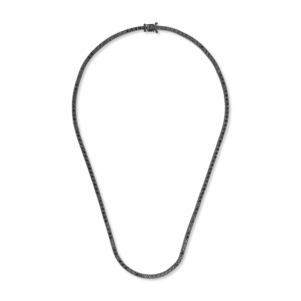 Colier tennis din aur negru cu diamante negre de 3ct