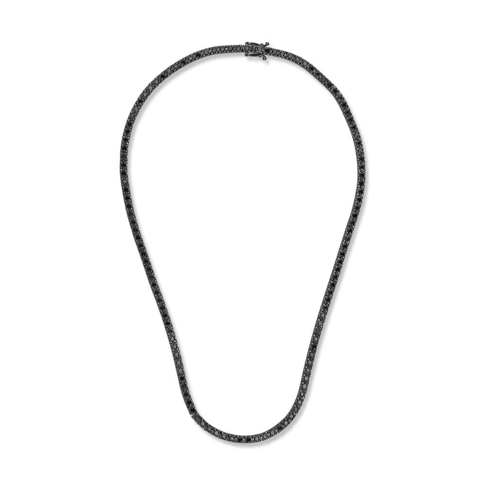 Colier tennis din aur negru cu diamante negre de 7ct