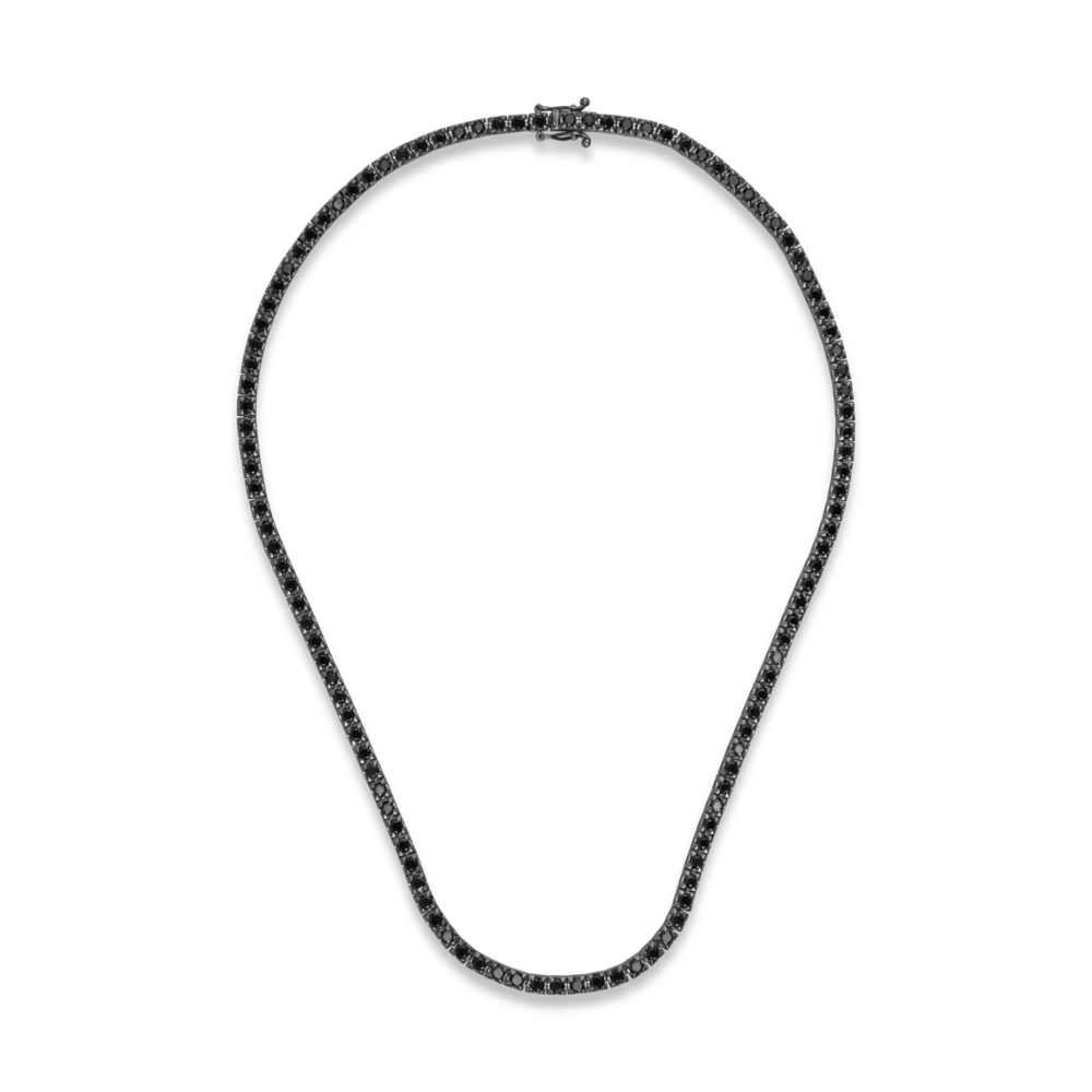 Colier tennis din aur negru cu diamante negre de 7ct