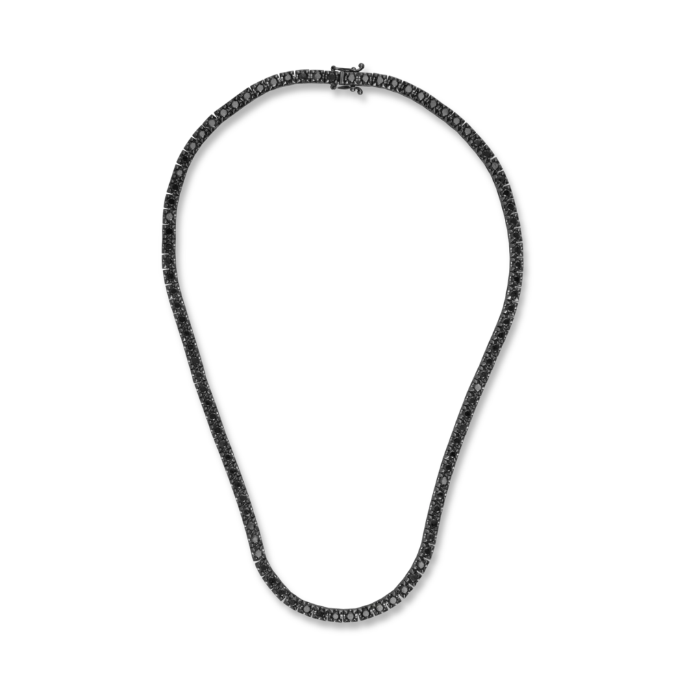 Colier tennis din aur negru cu diamante negre de 9ct