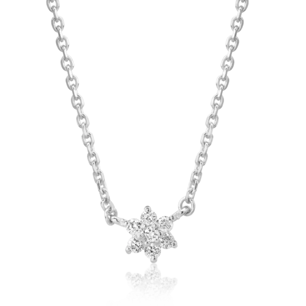 Lant cu pandantiv din aur alb cu diamante de 0.08ct