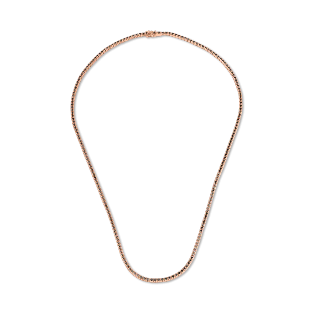 Colier tennis din aur roz cu diamante negre de 2.3ct