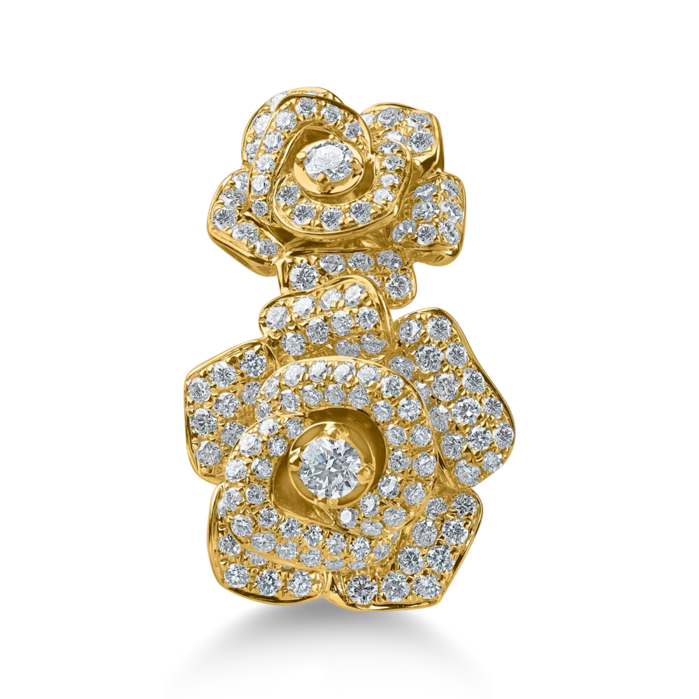 Inel cu flori din aur galben cu diamante de 0.9ct - imagine 2