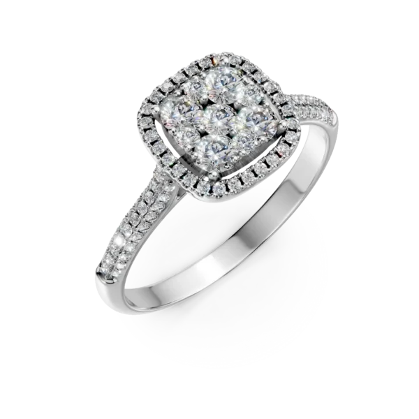 Inel de logodna din aur alb cu diamante microsetting de 0.6ct