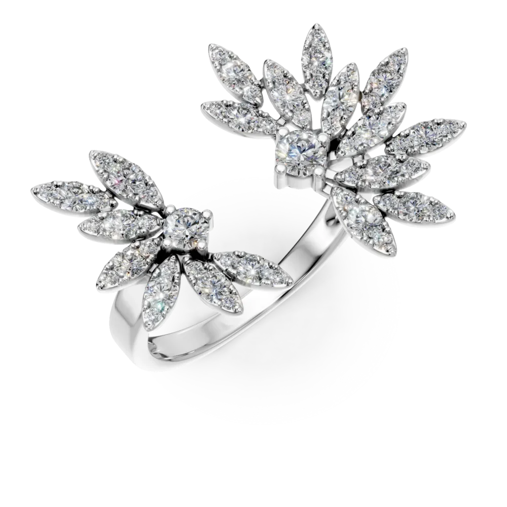 Inel deschis din aur alb cu diamante de 1.1ct