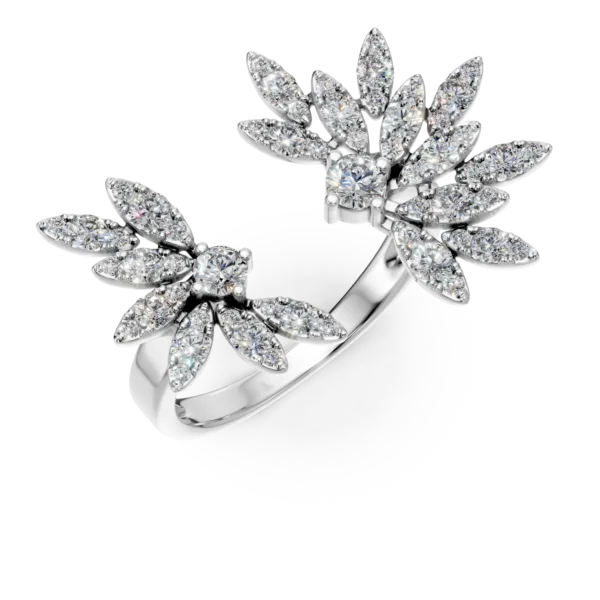 Inel deschis din aur alb cu diamante de 1.1ct