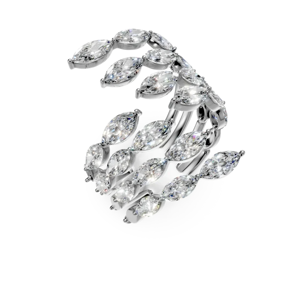 Inel din aur alb cu diamante marquise de 2.5ct