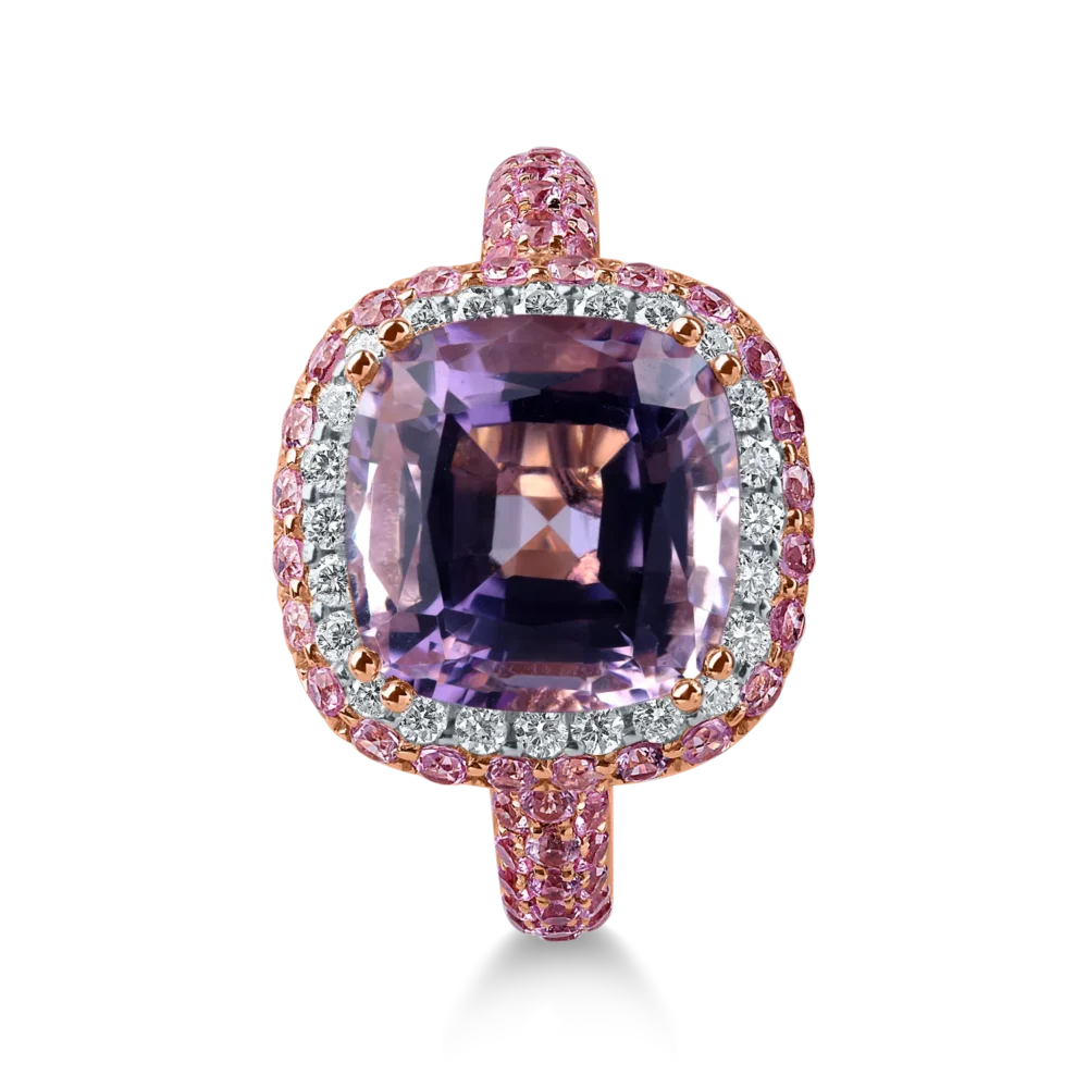 Inel din aur roz cu pietre pretioase si semipretioase de 5.9ct - imagine 2