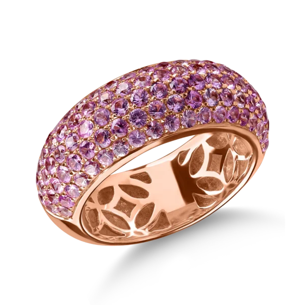 Inel din aur roz cu safire roz microsetting de 2.4ct