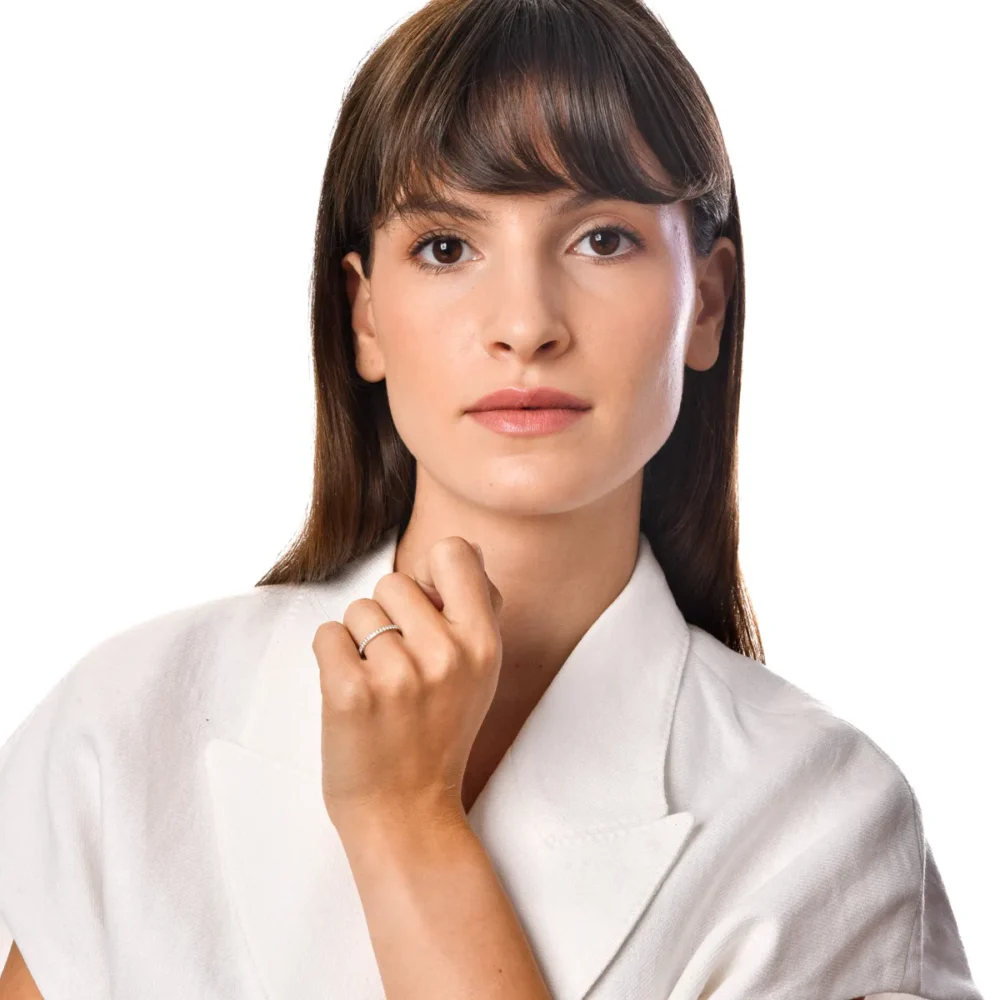 Inel eternity din aur alb cu diamante de 0.3ct - imagine 5