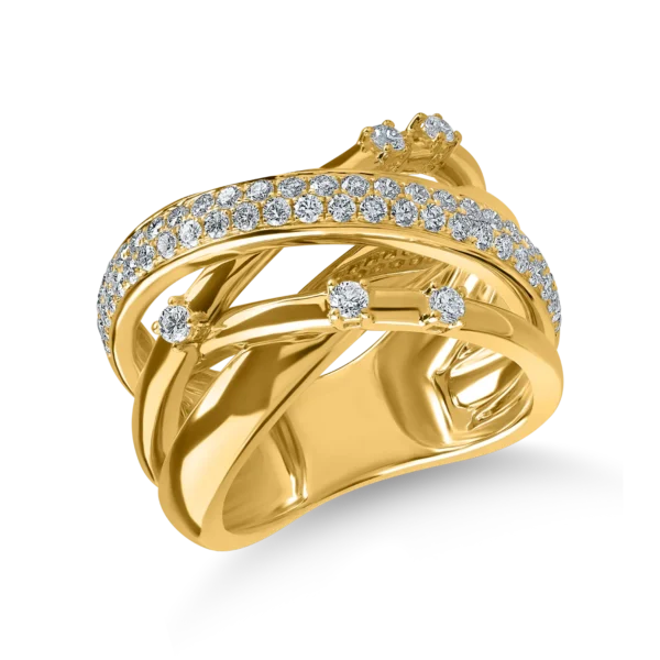 Inel geometric din aur galben cu diamante de 0.8ct