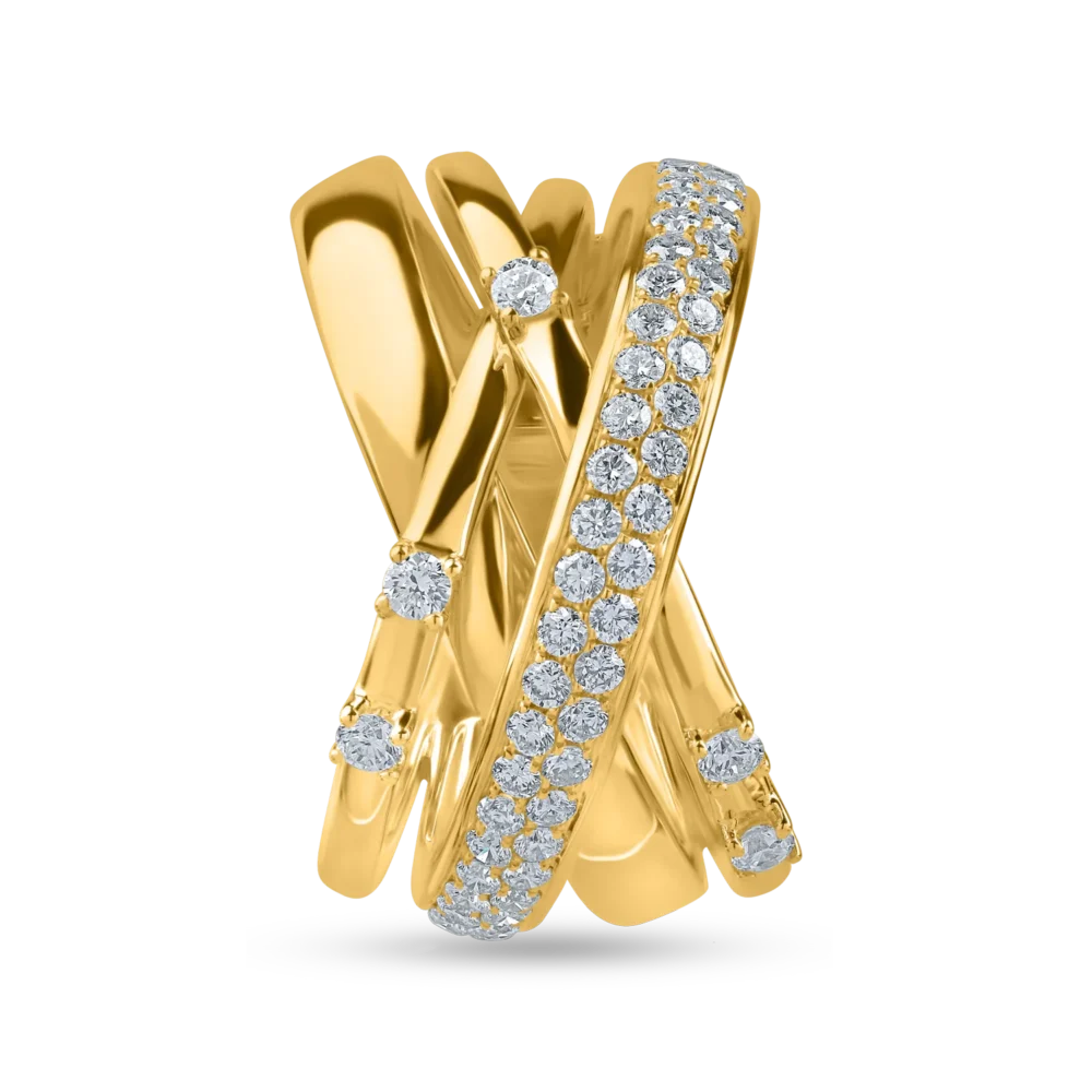 Inel geometric din aur galben cu diamante de 0.8ct - imagine 2