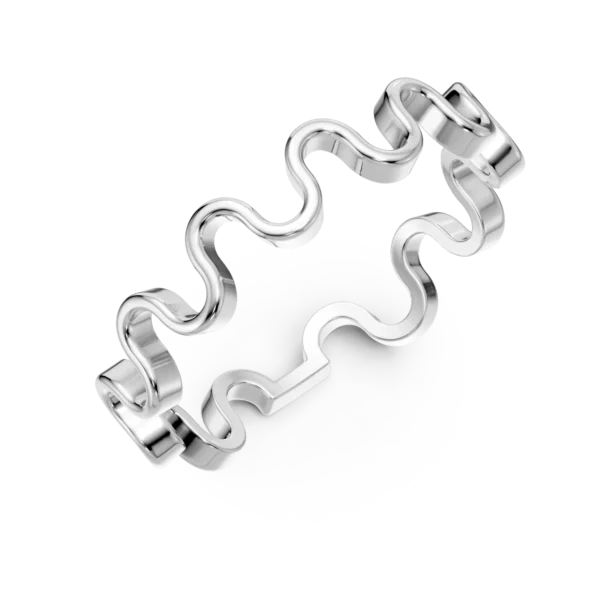 Inel ondulat din aur alb