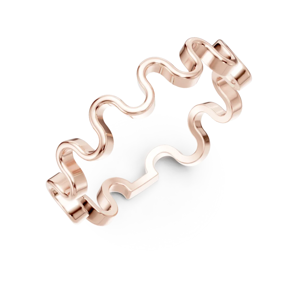 Inel ondulat din aur roz