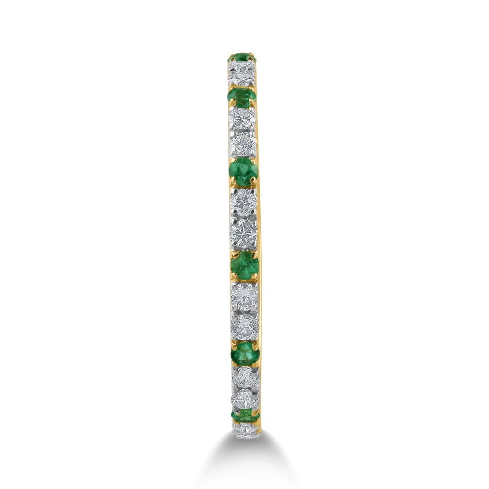 Inel semi eternity din aur galben cu diamante de 0.21ct si smaralde de 0.07ct - imagine 3