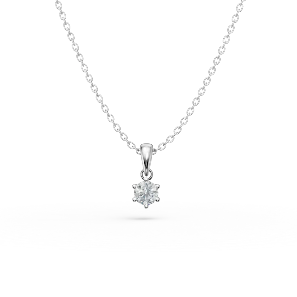 Lant cu pandantiv din aur alb cu diamant solitaire de 0.3ct