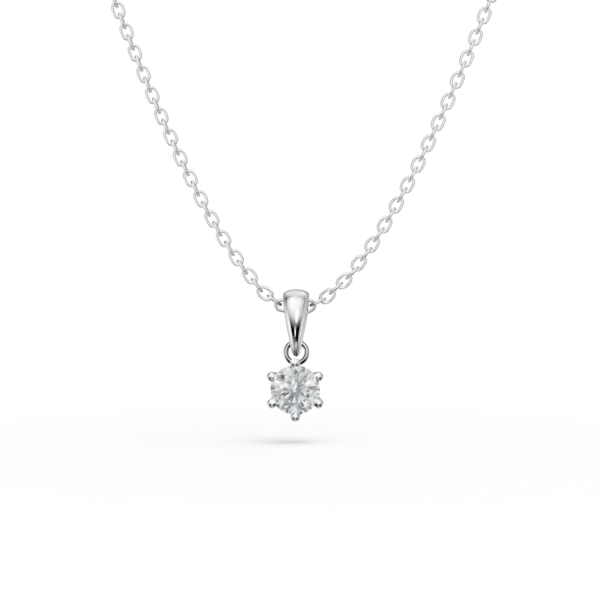 Lant cu pandantiv din aur alb cu diamant solitaire de 0.3ct